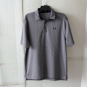 Under Armour Men’s Heather Gray Heatgear Polo Shirt SZ Large Casual Comfy Sport